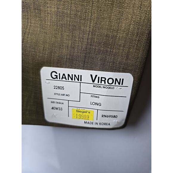 Gianni Vironi Superior 100s 3pc Men's Suit Brown Jacket 40L x Pants W33 - NWT - Picture 5 of 14